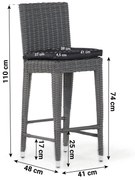 Garden Collections York Barchair Off Black Wicker Zwart