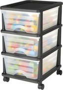 VEVOR Ladewagen Ladekast met 3 lades (17 L / per), Ladekast met wielen Ladekast met doorzichtige containers voor kantoorbenodigdheden Hobbylokalen Klaslokalen