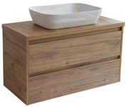 Sanicare Avenza badmeubel 100cm diveria oak met witte waskom 60x40cm
