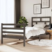 vidaXL Bedframe massief hout grijs 90x190 cm 3FT Single