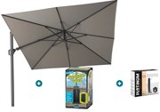 Platinum Challenger zweefparasol T2 - 3x3 m. - Manhattan Grey - met ingraafvoet en hoes