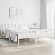 vidaXL Bedframe massief hout wit 140x190 cm