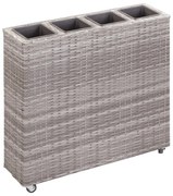 vidaXL Plantenbak verhoogd met 4 potten 80x22x79 cm poly rattan grijs