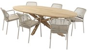 Barista Prado ellips dining tuinset teak 240x115xH75 cm 7 delig teak latte Taste 4SO