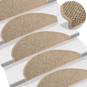 vidaXL Trapmatten zelfklevend 15 st sisal-look 65x25 cm donkerbeige