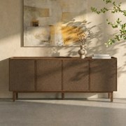 Walnoot Dressoir Met Stoffen Deuren 180 Cm - 180x40x60cm.