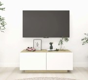 vidaXL Tv-meubel 100x35x30 cm spaanplaat wit en sonoma eikenkleurig