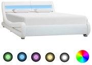 vidaXL Bedframe met LED kunstleer wit 140x200 cm