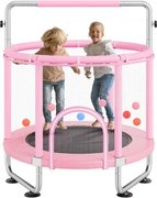 VEVOR Kindertrampoline Mini Leisure Trampoline 147 cm voor peuters Verstelbaar met Veiligheidsnet & Basketbalring, Verjaardagscadeau Kerstspeelgoed voor kinderen vanaf 3 jaar Roze