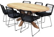 Ellips Zenia dining tuinset 200x110xH76 cm 7 delig teak