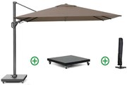Platinum Challenger zweefparasol 2.6x3.5m T2 premium (incl. voet en hoes) havana