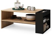 NEFRI Eik Ambachtelijk Goud/Zwart Mat - MODERNE KOFFIETAFEL MET LEGPLANK