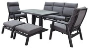 Vegas stoel bank dining loungeset 6 delig verstelbaar aluminium