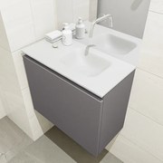 Mondiaz Olan 60cm toiletmeubel dark grey met wastafel talc rechts geen kraangat