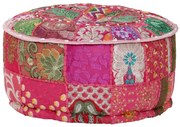 vidaXL Poef patchwork rond handgemaakt 40x20 cm katoen roze