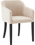 Goossens Eetkamerstoel Peda beige velvet stof met armleuning, elegant chic