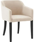 Goossens Eetkamerstoel Peda wit velvet stof met armleuning, elegant chic