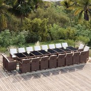 vidaXL 21-delige Tuinset met kussens poly rattan bruin