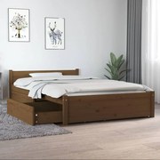 vidaXL Bedframe met lades honingbruin 120x190 cm 4FT Small Double