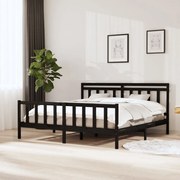 vidaXL Bedframe massief hout zwart 180x200 cm 6FT Super King