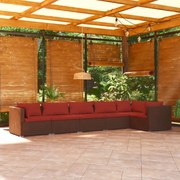 vidaXL 6-delige Loungeset met kussens poly rattan bruin