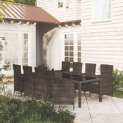 vidaXL 9-delige Tuinset met kussens poly rattan zwart