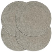 vidaXL Placemats 4 st rond 38 cm katoen effen grijs