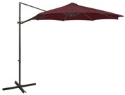 vidaXL Zweefparasol met paal en LED-verlichting 300 cm bordeauxrood