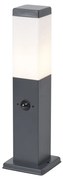 Buitenlamp donkergrijs met opaal glas 45cm IP44 met stopcontact en bewegingssensor - Malios