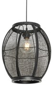 Oosterse hanglamp zwart stof 35 cm - RobOosters E27 ovaal Binnenverlichting Lamp