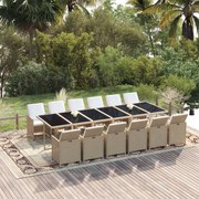 vidaXL 13-delige Tuinset met kussens poly rattan beige