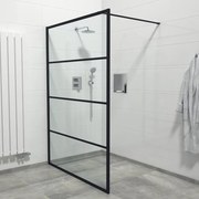 Marenza Bellini Inloopdouche - 140x200cm - helder glas - frame lines buitenzijde - antikalk - mat zwart Lines -140