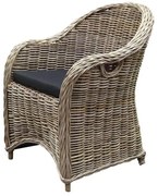 Barcelona dining tuinstoel naturel rotan - olefin black