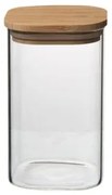 Opbergpot vierkant, glas en bamboe, 540 ml