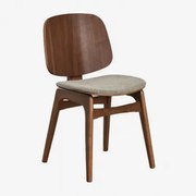 Canada Houten Eetkamerstoel Donker Hout & Mokka Bruine Stof - Sklum