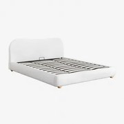 Bed Met Opklapbare Boxspring Winselet Chenille Ivoorwit & 180 X 200 Cm - Sklum