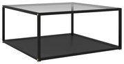 vidaXL Salontafel 80x80x35 cm gehard glas transparant en zwart