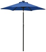 vidaXL Parasol met LED-verlichting 200x211 cm aluminium azuurblauw