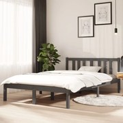 vidaXL Bedframe massief hout grijs 120x190 cm 4FT Small Double