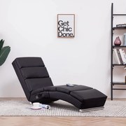 vidaXL Massage chaise longue kunstleer bruin