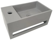 Mueller Solid Surface mat grijze fontein met handdoekhouder links