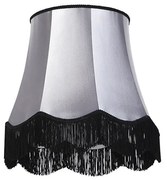 Stoffen Zijden lampenkap zwart met grijs 45 cm - Granny Retro cilinder / rond