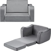 VEVOR Kinderbank Kinderfauteuil van 28D Spons &amp; Korte Pool met Armleuningen, Wasbare Kinderbank, Kinderbank Omvormbare Slaapbank Peuterbank (M) voor Speelkamer Slaapkamer Woonkamer Grijs
