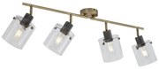 Design plafondspot brons met helder glas 4-lichts - Domo