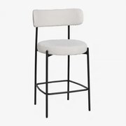 Set Van 2 Anisa Gestoffeerde Hoge Krukken 65 Cm Met Rugleuning Zwart & Bouclé Wit - Sklum