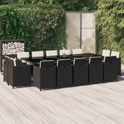 vidaXL 15-delige Tuinset met kussens poly rattan zwart