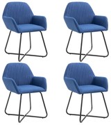 vidaXL Eetkamerstoelen 4 st stof blauw