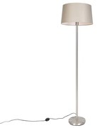 Stoffen Moderne vloerlamp staal met taupe kap 45 cm - Simplo Modern E27 rond Binnenverlichting Lamp