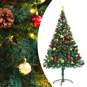 vidaXL Kunstkerstboom met kerstballen en LED's 150 cm groen