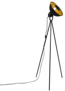 Industriële vloerlamp tripod zwart met goud - Magna Basic 25 Modern E27 rond Binnenverlichting Lamp